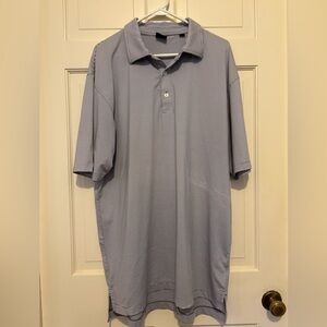 Dunning Golf men’s Gray Striped Polo Shirt collar short sleeve formal casual